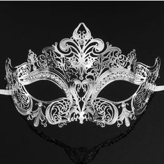 Luxury Silver Elegant Metal Laser Cut Venetian Halloween Ball Masquerade Mask  #MasqueradeMask Elegant Theater Masks For Halloween, Handmade Costume Accessories For Halloween Masquerade, Vintage Masquerade Costume Accessories For Halloween, Vintage Costume Accessories For Carnival, Handmade Halloween Masks, Vintage Masquerade Mask For Carnival, Vintage Masquerade Mask For Halloween Costume Party, Silver Gothic Masks For Halloween, Carnival Themed Masquerade Mask