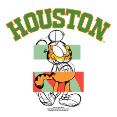 an image of a cartoon character with the word houston on it's back side