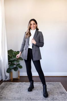 Wednesday Work Outfit Winter, Womens Business Casual Work Outfits, Business Professional Outfits Boots, Winter Conference Outfit Business Casual, Fall Blazer Outfits For Women Work, Casual Office Outfits Winter, Seattle Work Outfits, Boots With Slacks Work Outfits, Winter Business Casual Outfits Midsize