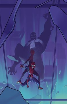 spider - man and the amazing spider - man in front of a giant purple object