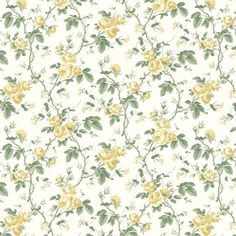 yellow roses and green leaves on a white wallpaper with light green leaves in the background