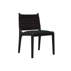 a black plastic chair on a white background