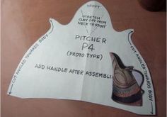 a piece of paper with some type of label on it that says pitcher pa