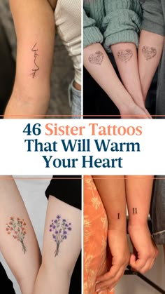 46 Sister Tattoos That Will Warm Your Heart Three Sister Tattoos, Siblings Tattoo For 3, Niece Tattoo, Soul Sister Tattoos, Unique Sister Tattoos, Matching Tattoos For Siblings, Cousin Tattoos, Small Sister Tattoos, Sister Tattoo Designs