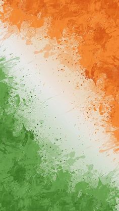 the flag of india painted on an orange, green and white background