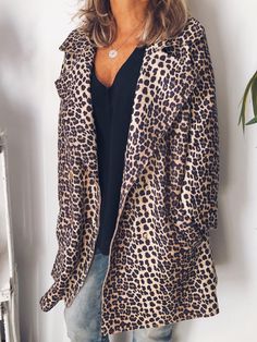 SPU:E5NOU7ODCE1Sleeve Type:Long SleeveMaterial:Cotton,PolyesterOccasion:Daily,CasualProcess:PocketsStyle:CasualTheme:Spring/Fall,WinterColor:LeopardSize:S,M,L,XL,XXL,3XLBust (cm):S:105, M:110, L:115, XL:120, XXL:125, 3XL:130Size ChartSizeBustcminchS10541.3M11043.3L11545.3XL12047.2XXL12549.23XL13051.2 Long Sleeve Outerwear, Pocket Pattern, Outerwear Coats, Sleeve Detail, Spring And Fall, Chic Outfits, Women's Blazer, Style Casual, Fall Winter