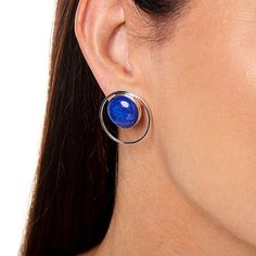 Jay King Sterling Silver Lapis Circle Earrings  Bring out the blue in your eyes or a favorite outfit when you slip on these sleek, sterling silver earrings. The handcrafted design features polished cabochons of beautiful blue lapis in a chic, contemporary design that's easy to dress up or down. From Jay King.       Approx. 1-1/16"L x 1-1/16"W     Stamped .925     Pierced with clutch backs     Sterling silver, stud-style earrings have round, blue lapis cabochons bezel-set on post fronts     Stones set off-center inside polished, silver ring   Stone Information       All sizes and weights approximate     Stabilized Blue Lapis - Round (16mm); mined in Afghanistan Modern Sterling Silver Clip-on Earrings For Formal Occasions, Minimalist Sterling Silver Clip-on Jewelry, Modern Clip-on Jewelry For Gifts, Modern Clip-on Jewelry As Gift, Modern Sterling Silver Earrings With Cabochon, Modern Polished Finish Clip-on Earrings As Gift, Modern Polished Clip-on Earrings As Gift, Modern Polished Finish Clip-on Earrings For Gift, Modern Polished Clip-on Earrings For Gift