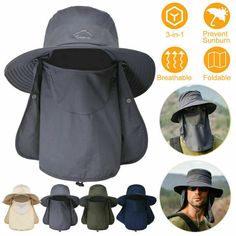 Features: Premium Material: The hat is made of 100% nylon fabric+ polyester net mesh. 360° Face Protection: The unique design of the outdoor sun hat offers wide brim, removable neck flaps, mesh face cover, adjustable drawcords & drawstrings for complete projection, keeping your camp hat in place in any outdoor condition. Well Ventilated: The mesh panels around the hat allows for moisture and heat to easily escape these caps, which not only keeps your noggin cool, but also stays dry by reducing t Hiking Hats, Fishing Bucket Hat, Fishing Bucket, Fishing Hats, Hiking Hat, Fisherman's Hat, Mens Bucket Hats, Bucket Cap, Sun Cap