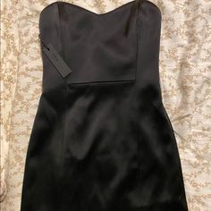 Nwt! Size: 00 (2xs) Ten By Babaton Dress Fitted Mini Length Dress For Black-tie Events, Sleeveless Formal Mini Dress, Formal Dressy Sleeveless Mini Dress, Formal Sleeveless Mini Dress, Classic Strapless Cocktail Dress, Chic Strapless Dress For Black-tie Events, Black Fitted Satin Strapless Dress, Strapless Satin Sleeveless Dress For Night Out, Fitted Black Satin Strapless Dress