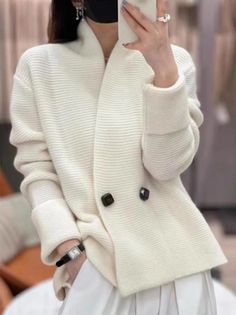 Cardigan Y2k, Solid Color Sweater, Fitted Cardigan, Collar Cardigan, Moda Vintage, Pullover Sweater Women, 가을 패션, Outfit Casual, Jumper Sweater