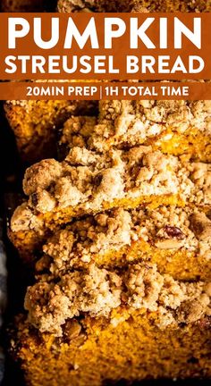 pumpkin streusel bread with crumbs on top