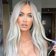 Megan D Fox on Instagram: "Barbie Megan 😍 @meganfox @dimitrishair #meganfox #meganfoxfan" Megan Fox Blonde Hair, Megan Fox Blonde, Icy Hair, Makeup Glasses, Hair 2025, Tattoed Women, Glasses Makeup, Blonde Hair Blue Eyes, January 15