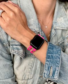 High Quality Hot Pink Color Genuine Leather! 8mm Leather Straps with Adjustable Buckles. Adjustable Size Bracelet Perfectly Tailored for Your Wrist. Designed And Handmade by Simeon D Jewelry Studio! This Bracelet Fits ALL Apple Watch Series. Please Measure Your Wrist Before Submitting Your Order! Not For Other Models. Apple Watch Is NOT Included! The Photos Are Taken on a Apple Watch Series 6 - 40mm! Follow my Studio on Social Media for Updates & New Designs Create Your Own Unique Style! Be Diff Adjustable Leather Apple Watch Band, Adjustable Pink Leather Watch Band, Pink Apple Watch Band With Bracelet Strap, Trendy Pink Bracelet Strap Apple Watch Band, Trendy Adjustable Apple Watch Band With Wrist Strap, Trendy Adjustable Watch Bands, Adjustable Pink Apple Watch Band For Everyday Use, Modern Pink Watch Bands With Bracelet Strap, Adjustable Watch Bands For Everyday Use