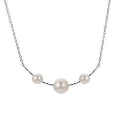 Featuring a trio of lustrous freshwater pearls, this PearLustre by Imperial necklace adds a touch of elegance to your wardrobe. Featuring a trio of lustrous freshwater pearls, this PearLustre by Imperial necklace adds a touch of elegance to your wardrobe. Clasp: lobster claw Metal: sterling silver Chain length: 18 in. + 2-in. extender Length: 1.75 in. center Packaging: boxed Plating: rhodium Finish: polished Chain type: cableCULTURED PEARL DETAILS Type: freshwater Size: 6 mm - 10.25 mm Shape: ne White Gemstones, Pearl Details, Pearl Set, Freshwater Cultured Pearls, Silver Bars, Cultured Pearls, Sterling Silver Chain, Bar Necklace, Necklace Designs