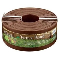 a roll of brown fabric with the words terrace board on it's side and an ad