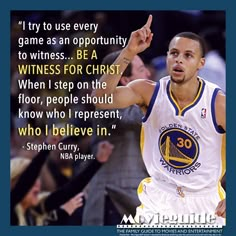 stephen curry quote on basketball with image of golden state warriors player pointing to the crowd