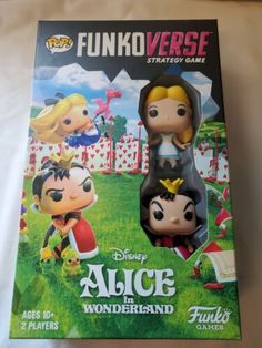 the box for funky versie strategy game, alice and wonderlandland with two figurines