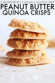 a stack of peanut butter quinoa crispes stacked on top of each other