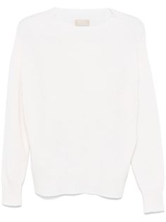 cream white cashmere knitted construction crew neck drop shoulder long sleeves ribbed cuffs and hem Cashmere Sweater White, White Cashmere Sweater, Wardrobe Edit, Cashmere Jumper, Sweater White, Exclusive Fashion, Cashmere Sweater, Pink Sweater, Knitwear Women