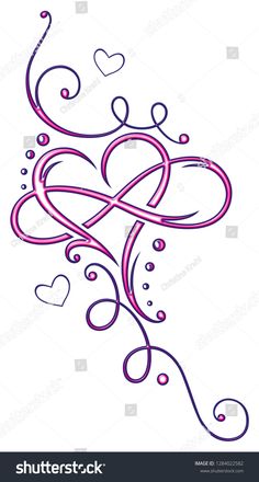 an artistic design with hearts and swirls on a white background, suitable for valentine's day