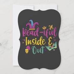 a card with the words read - full inside and out in colorful lettering on it