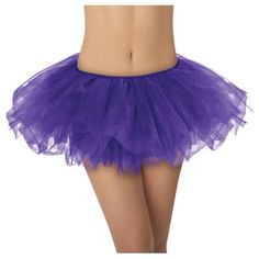 Accessorize your look with our Purple Tutu! This purple ballerina tutu features soft tulle fabric and an elastic waistline that stretches for a comfortable fit. Wear it with a fun masquerade costume or for a flirty way to cheer on your team or school. Purple Tutu product details:  11in long 100% polyester  One size fits up to women's size 8 (28 1-2in waist 39in hip) Hand wash cold line dry Party Ballet Tutu Dress With Ruffles, Stretch Tulle Tutu Dress With Ruffles, Dance Petticoat With Ruffles And Stretch, Stretch Petticoat With Ruffles For Dance, Stretch Ballet Petticoat For Party, Fitted Purple Petticoat For Party, Rapunzel Halloween, 80s Dress Up, Purple Ballerina