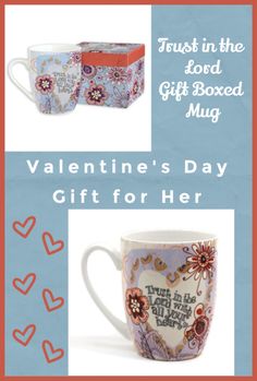 valentine's day gift for her with two mugs in the shape of hearts