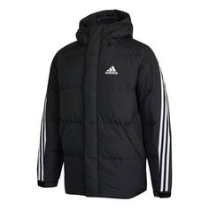 a black adidas jacket with white stripes