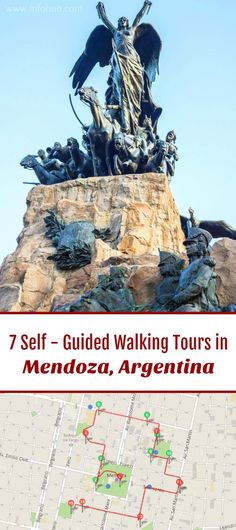 a map with the words 7 self guided walking tours in mendoza, argentina