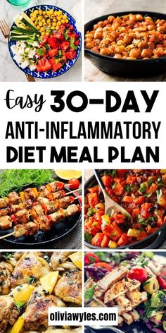 the 30 - day anti - inflamatory diet meal plan is shown here