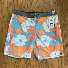 Brand New With Tags, Size 34, Floral, Waist Lasso Multicolor Bottoms For Spring Surfing, Multicolor Beachy Surfing Bottoms, Beachy Multicolor Surfing Bottoms, White Surfing Bottoms For Spring, Casual White Surfing Bottoms, Beachy Blue Surfing Bottoms, Orange Bottoms With Pockets For Beach Season, Casual Multicolor Surfing Bottoms, Casual Orange Swimwear For Surfing