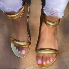 The Prefect Flat Gold Sandal- Last Of Inventory Best Sellers- Will Not Restock Golden Sandals, Zipper Heels, Gold Shoes, Gold Sandals, Bag Light, Mens Shoes Boots, Lace Up Heels, Formal Shoes, Platform Sandals