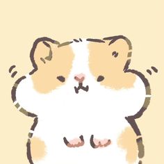 a drawing of a hamster with one eye open and the other half closed on its back