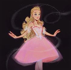 a girl in a pink dress holding out her arms and wearing a tiara with sparkling hair