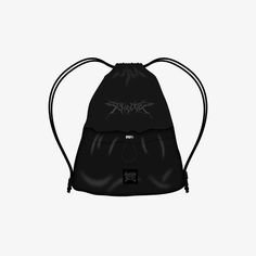 a black drawsack bag with graffiti on it