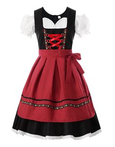 PRICES MAY VARY. 【Material】:Polyester and coton 【Content】:2-Piece Dirndl Dresses include the dress and the dirndl apron 【Occasion】:German dresses is Suitable for Oktoberfest, Carnival, Halloween, or for your theme fancy dress 【size】:You'll find the perfect-fitting costumes for women from our 7 sizes that range from XS-3XL. Please refer to SIZE CHART in the image area or scroll down to Product Description 【Precautions】:Hand wash. To prevent wrinkles, no dryer. ReliBeauty Dirndl Dresses Women Trad German Dresses, Dirndl Dresses, Oktoberfest Costume, German Dress, Red Clothing, Black Apron, Carnival Halloween, Dirndl Dress, Prevent Wrinkles