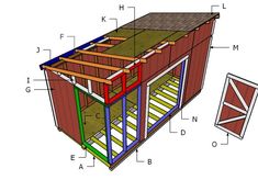 an image of a shed with measurements for the roof