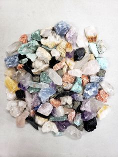 "These are mixed lot of assorted raw crystals & rocks.  Small pieces that range between 1/4 inch to 3/4 inch. NOTE: If you are interested in larger chunks 1\" to 2\", Please check out our other listing: https://www.etsy.com/listing/924356556/raw-crystal-chunks-1-to-2-assorted?ref=shop_home_active_1&frs=1 The crystals you will receive will vary but these are the list of stones in this assortment: Black Obsidian Pyrite Quartz Point Amethyst Rose Quartz Green Aventurine Blue Quartz Celestite Morocc Swamp Witch Aesthetic, Hippy Witch, Bag Of Crystals, Vendors List, Swamp Witch, Rock Identification, Witch Board, Bedroom Hacks