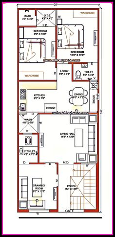 the floor plan for a small house with two levels and three rooms on each level