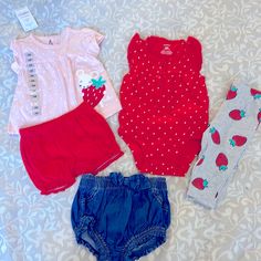 2 Carter Sets And Target Shorts Red Cotton Short Sets, Cute Short Red Bottoms, Playful Red Cotton Shorts, Red Playwear Sets For Summer, Red Summer Playwear Sets, Red Short Sets For Spring, Playful Red Shorts For Spring, Red Shorts For Summer Playtime, Red Bottoms For Spring Playwear