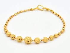 22ct Gold Ladies Graduating Ball Bracelet. SKU: 549681 Purity: 22ct gold Length: 17 cm Weight: 5.80 grams Comes with box packing. Ideal for casual wear Gold Bracelet In 5 Grams For Women, Gold Bracelet For Women Design, Ladies Bracelets Gold Indian, Latest Bracelet Designs Gold For Women, Latest Gold Bracelet For Women, Bracelets Gold Simple For Women, 22ct Gold Jewellery, Leaf Rings