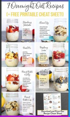 Learn how to save time and money and eat healthier by prepping Overnight Oats ahead of time for the week. Use our 7 different delicious overnight oats recipes to start filling your fridge today. Peanut Butter Blueberry, Overnight Oats Recipes, Almond Yogurt, Strawberry Almond, Overnight Oats Healthy, Dinner Recipes Healthy, Dinner Recipes For Family, Coconut Almond, Eat Healthier