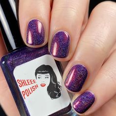 @shleeepolish Corrupted Crystal 🔮 This was from @hellahandmadecreations January 2020. The purfect purple polish 💜 nail polish shades Nail Polish Shades, Purple Metallic, Glitter Nail