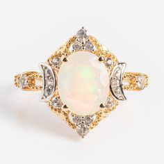 Solid Gold Limited Edition Celestial Opal Ring | Local Eclectic Celestial Engagement Ring, Moon Engagement Ring, Opal Wedding Ring, Local Eclectic, Pearl Engagement Ring, Opal Wedding, Opal Wedding Rings, Sapphire Studs, Engagement Ring Vintage