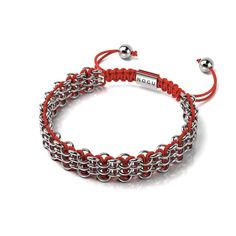 FREE NOGU Embossed Black Gift Box  Gilded Finish: Silver  Base: Stainless Steel  Adjustable Woven Nylon Color: Red    The Supreme Kismet Links bracelets are hand-woven onto an an adjustable nylon cord. They are available in silver, 18k gold, 18k rose gold, or black gunmetal with an array of colored woven nylon strands. With their fully adjustable nylon strand, the Supreme Kismet Links bracelets are one-size-fits-all. Colored Weave, Mermaid Glass, Rose Gold Crystal, White Crystals, The Supreme, One Tree, Pink Bracelet, Cz Diamond, Crystal Collection