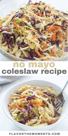 this coleslaw salad is loaded with shredded carrots, cabbage, and red cabbage