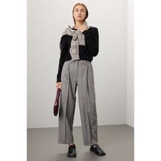 Gray herringbone cotton (35% Polyethylene, 33% Recycled Polyethylene, 29% Lenzing Ecovero Viscose, 3% Elastane). Pants. Front zipper closure. 27" inseam. 9.5" rise. Imported. Tailored Herringbone Pattern Pants For Fall, Tailored Herringbone Pants For Fall, Tailored Herringbone Bottoms For Fall, Tailored Herringbone Bottoms For Workwear, Herringbone Pattern Trousers For Fall, Fall Herringbone Trousers, Winter Herringbone Pattern Pants For Work, Gray Workwear Pants For Winter, Gray Winter Workwear Pants