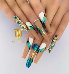 Egyptian Nails, Fantasy Nails, Bling Acrylic Nails, Acrylic Nails Coffin Short, Luxury Nails, Fabulous Nails, Bling Nails, Fancy Nails