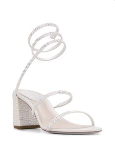 Shop René Caovilla Cleo 75 sandals with Express Delivery - FARFETCH High Sandals, Short Heels, Womens Chunky Heels, Wrap Heels, Rene Caovilla, Chunky Heels Sandals, White Heels, Fashion High Heels, Nice Design