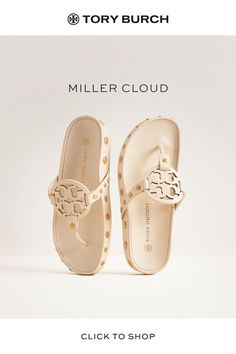 The Miller Cloud. Lightweight and ergonomic. Our iconic sandal, detailed with graduated coins in brushed gold. Uk Shopping, Summer Concerts, Shoe Heels, Amal Clooney, Lunch Date, Shop Till You Drop, Sandals Wedges